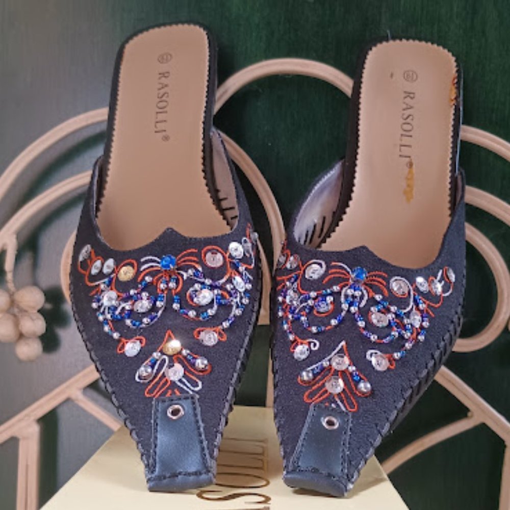 RASOLLI Black Bling Mules, size 6.5, NEW!